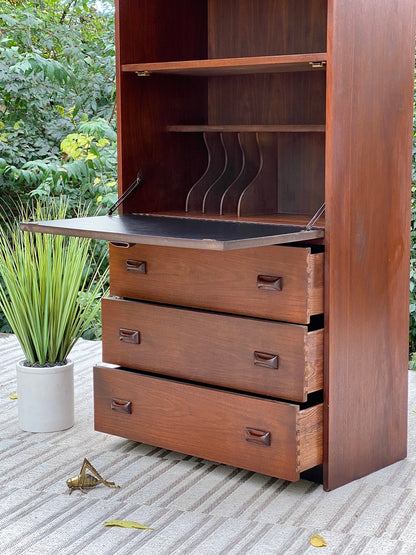 Vintage MCM Wooden Bookcase Desk