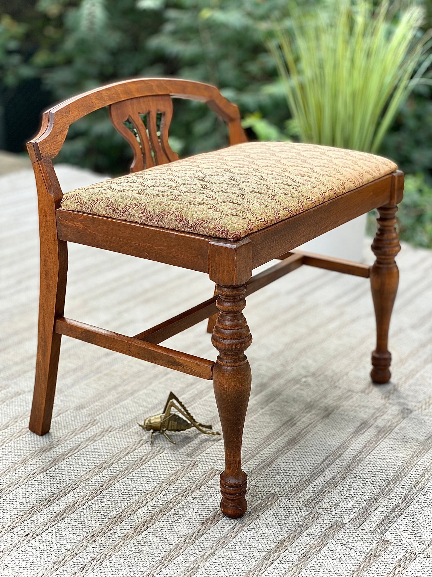 Vintage Wooden Vanity Bench Stool