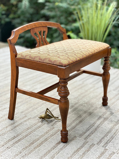 Vintage Wooden Vanity Bench Stool