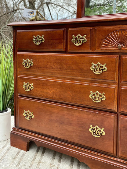Nice Wooden 7 Drawer Dresser with Mirror