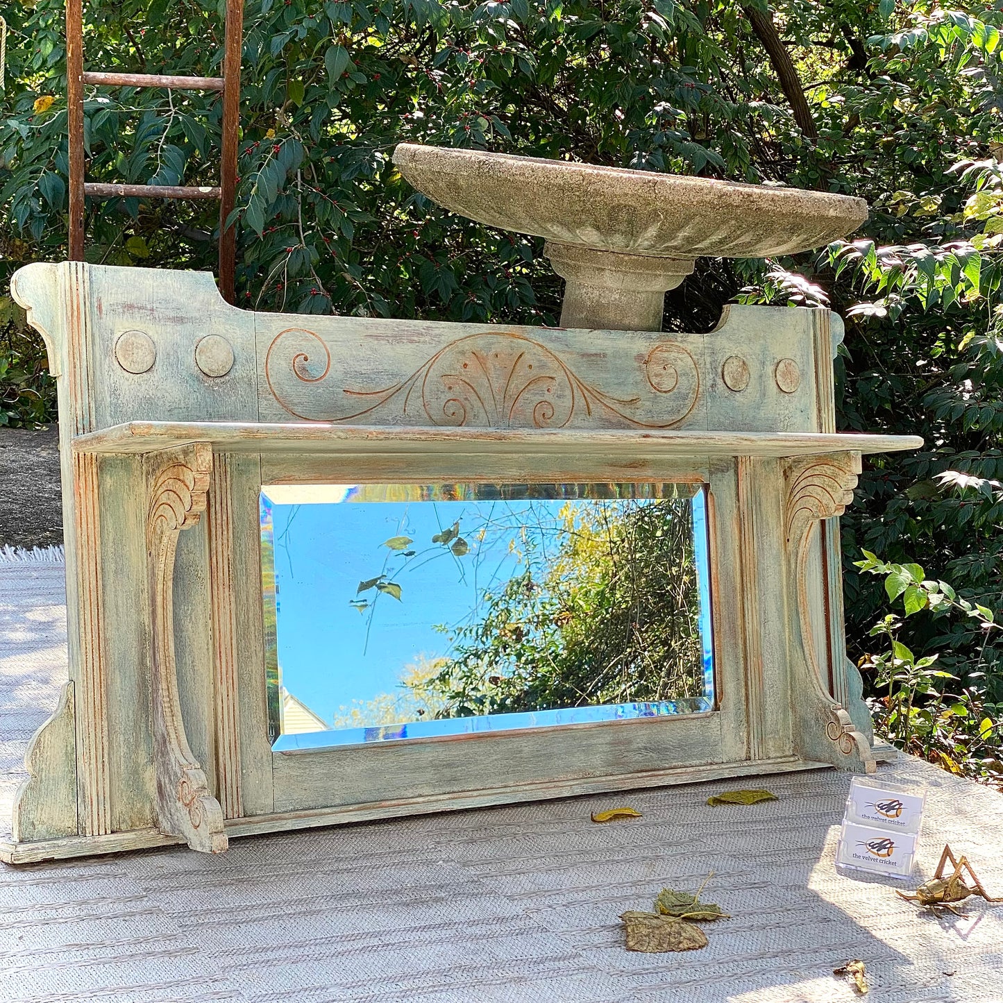 Large Vintage Painted Hallway Mirror