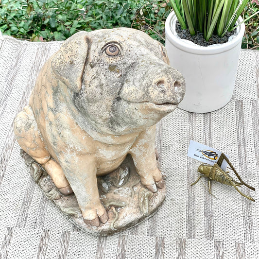 Vintage Concrete Pig Statue