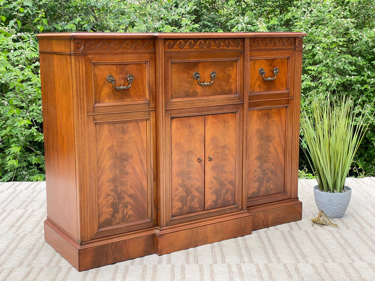 Vintage Windsor Walnut Credenza Cabinet by Drexel