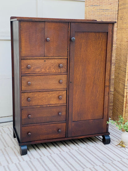 Vintage Arts & Crafts Craftsman Tall Dresser Cabinet