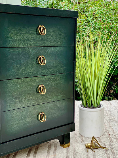 Vintage MCM Green Bassett 6 Drawer Dresser