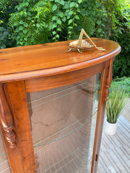 Vintage Curved Glass Curio Display Cabinet