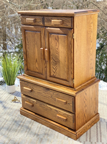 Vintage Oak Highboy Dresser