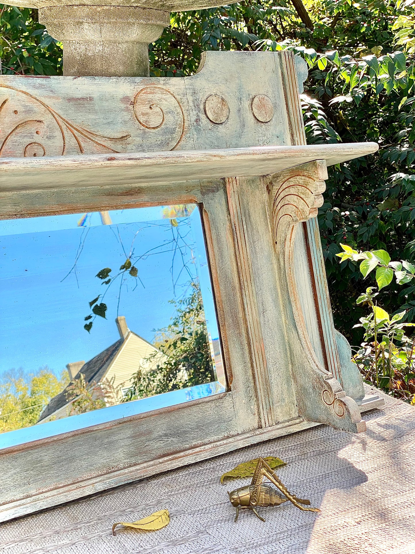Large Vintage Painted Hallway Mirror