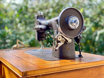 Small Vintage Wooden White Sewing Machine Side Table