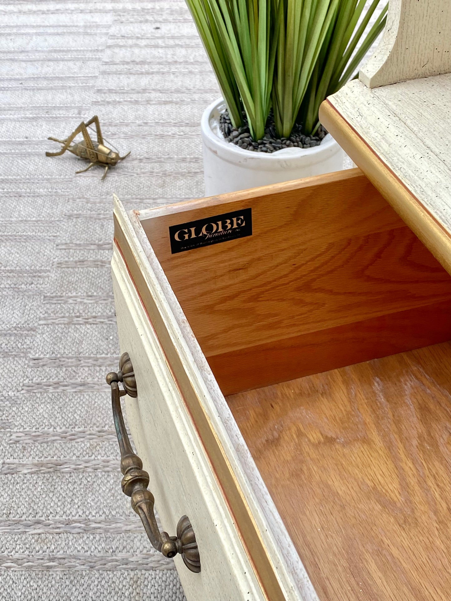 Tall Vintage French Provincial Globe Furniture Bookcase