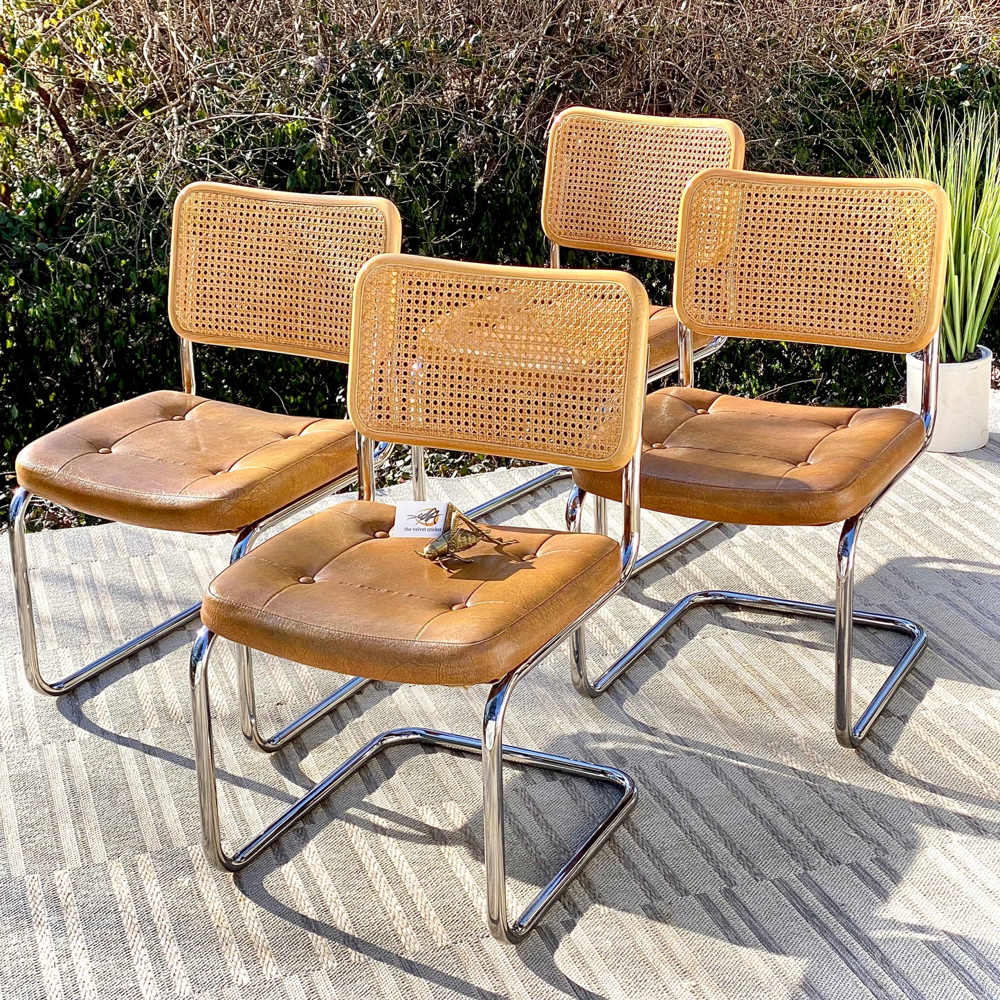 Set of 4 Vintage Chromcraft Cesca Rattan Chairs