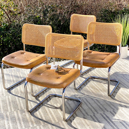 Set of 4 Vintage Chromcraft Cesca Rattan Chairs