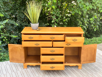 Vintage Solid Maple Buffet Sideboard Server
