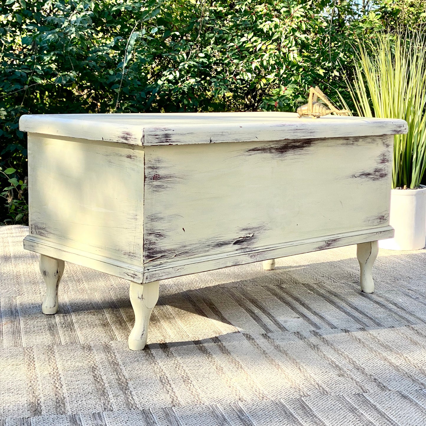Small Vintage Painted Cedar Blanket Chest