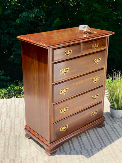 Vintage Wooden 6 Drawer Highboy Dresser