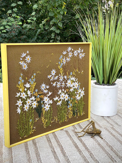 Vintage Mid Century Wood Framed Needle Point Art