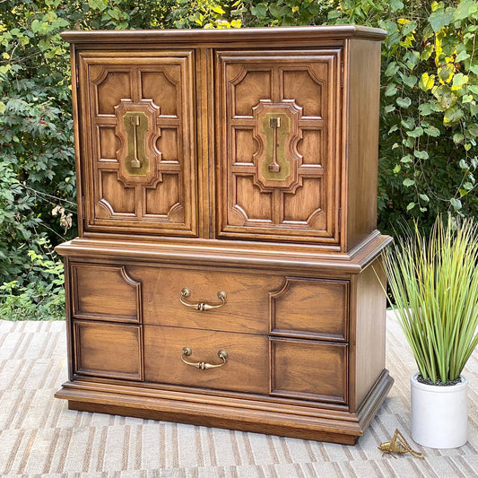 Vintage Stanley Wooden Highboy Dresser