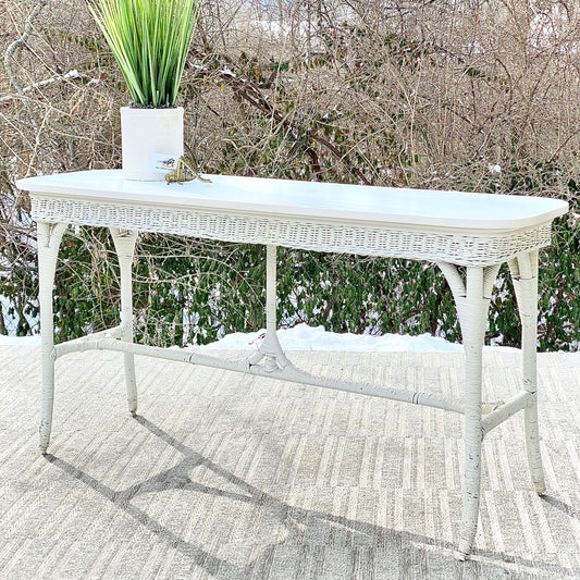 Vintage White Wicker Table