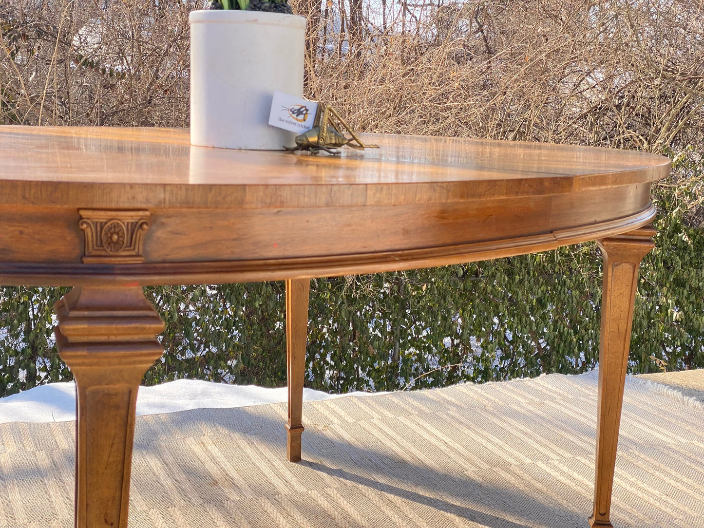 Vintage Wooden Oval Dining Table
