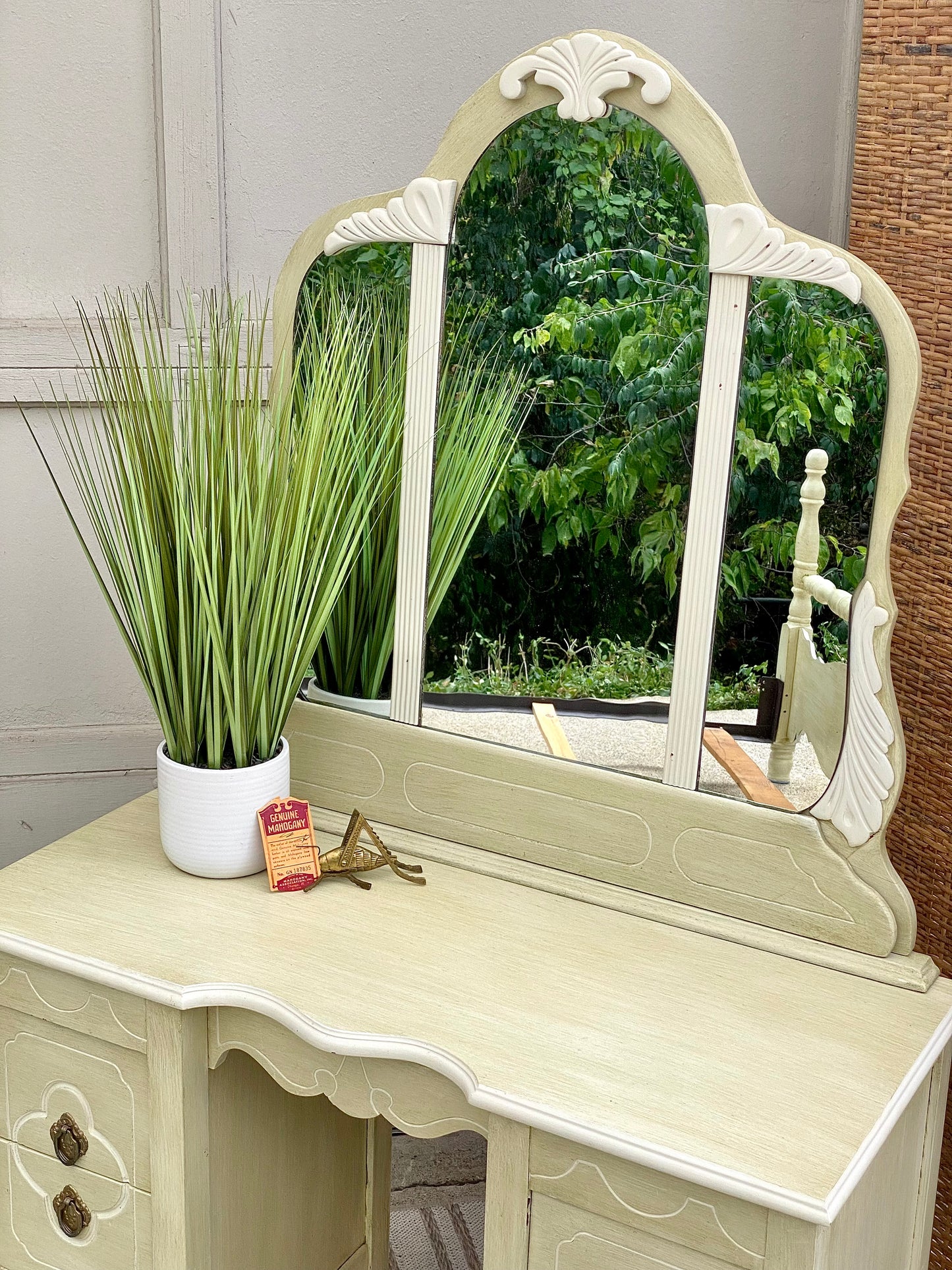 Vintage Painted Mahogany Vanity & Bench