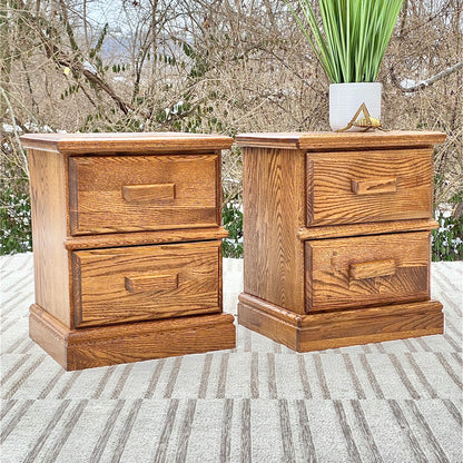 Pair of Vintage Oak Nightstands