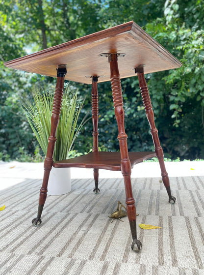 Vintage Wooden Claw Foot Plant Stand