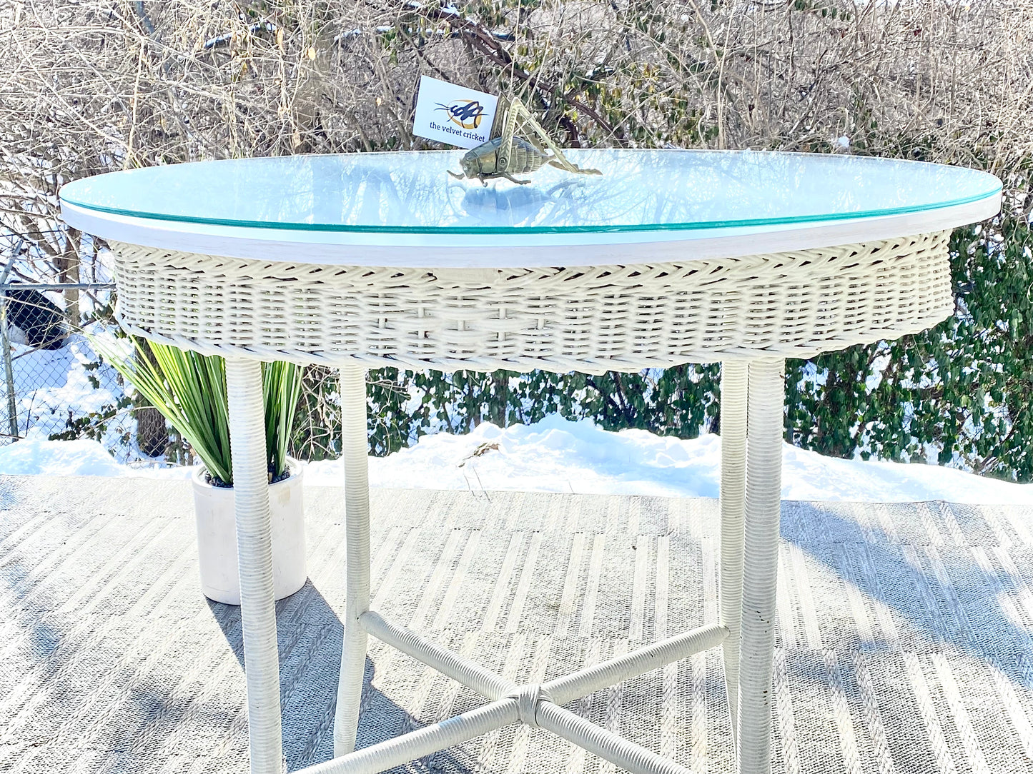 Nice Vintage Wicker Oval Table