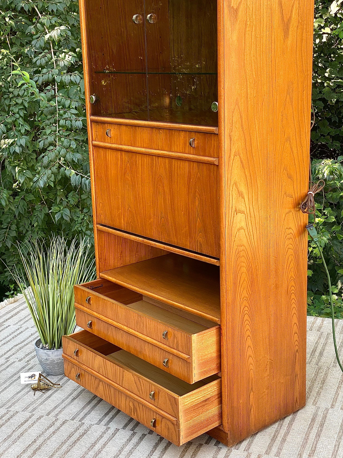 Vintage Thomasville Lighted Desk Cabinet