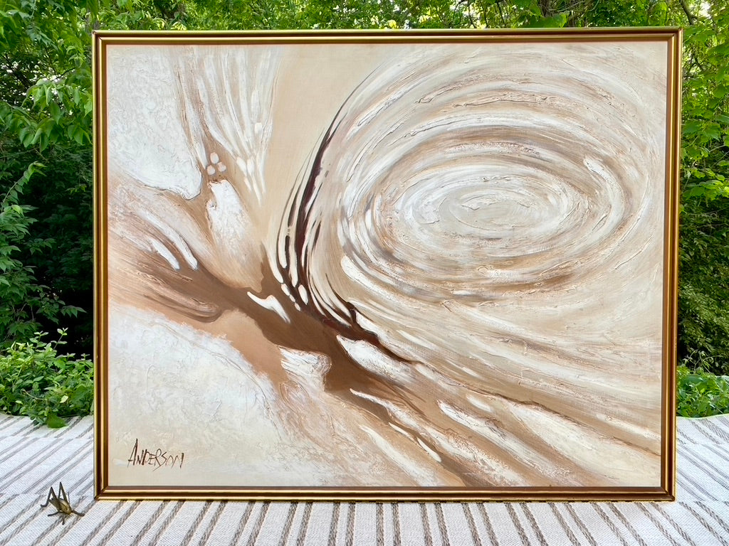 1960s Mid Century Large Abstract Oil Painting By Anderson