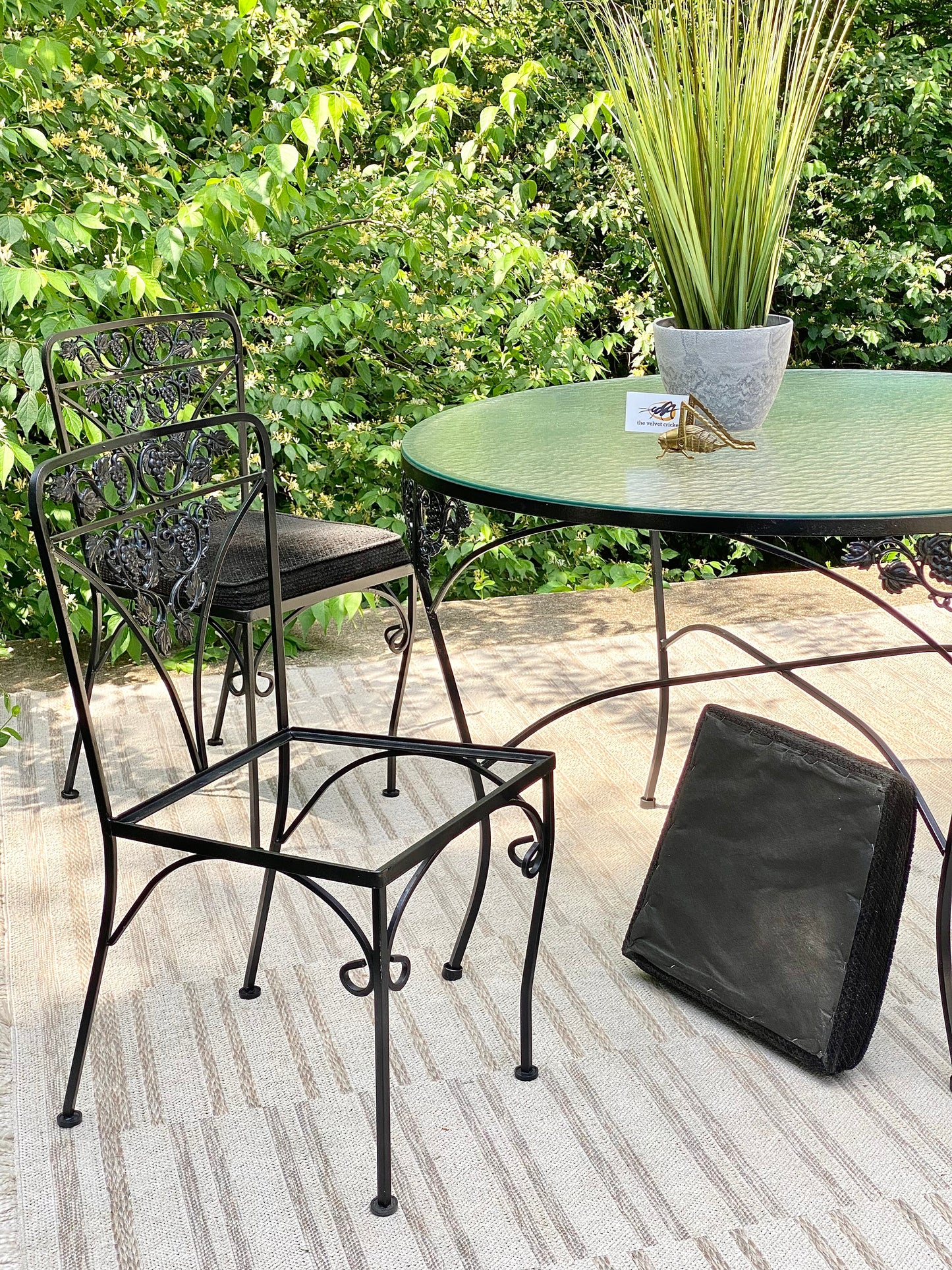 Vintage Woodard Grapevine Glass Top Patio Set