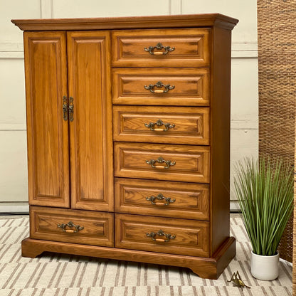 Tall Oak 7 Drawer Dresser