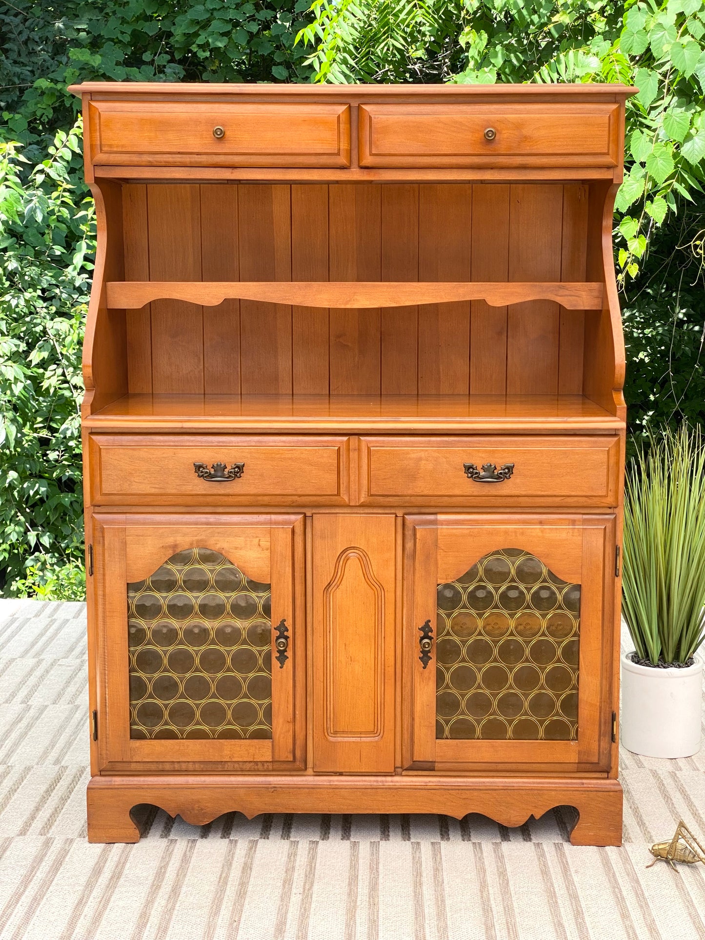 Vintage Maple Serving Hutch Buffet