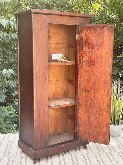 Rare Original Primitive Wooden Pine Cabinet