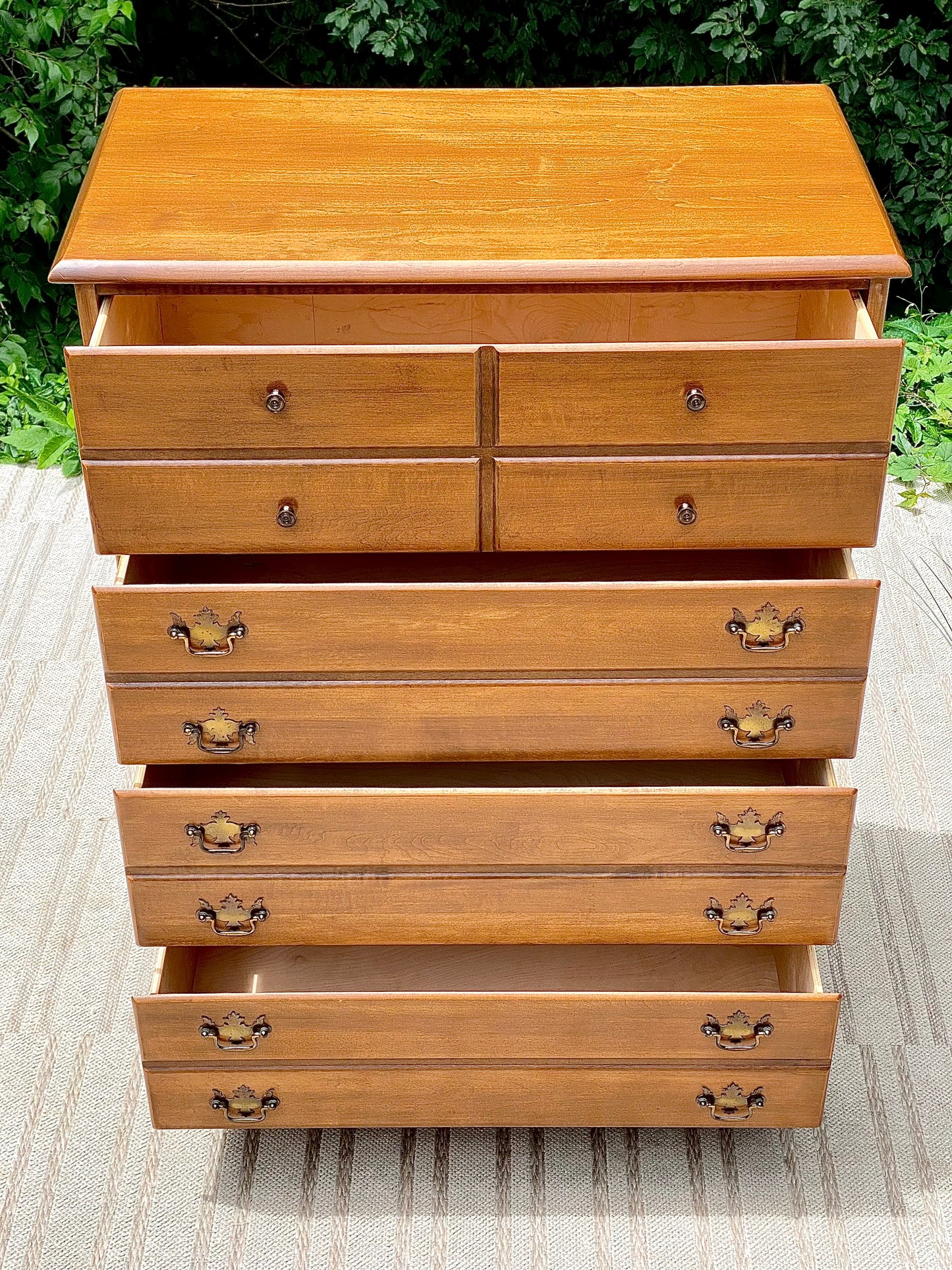 Vintage Maple 4 Drawer Highboy Dresser