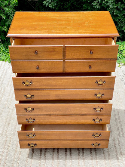 Vintage Maple 4 Drawer Highboy Dresser