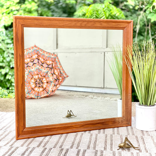 Large Wooden Rectangle Framed Mirror