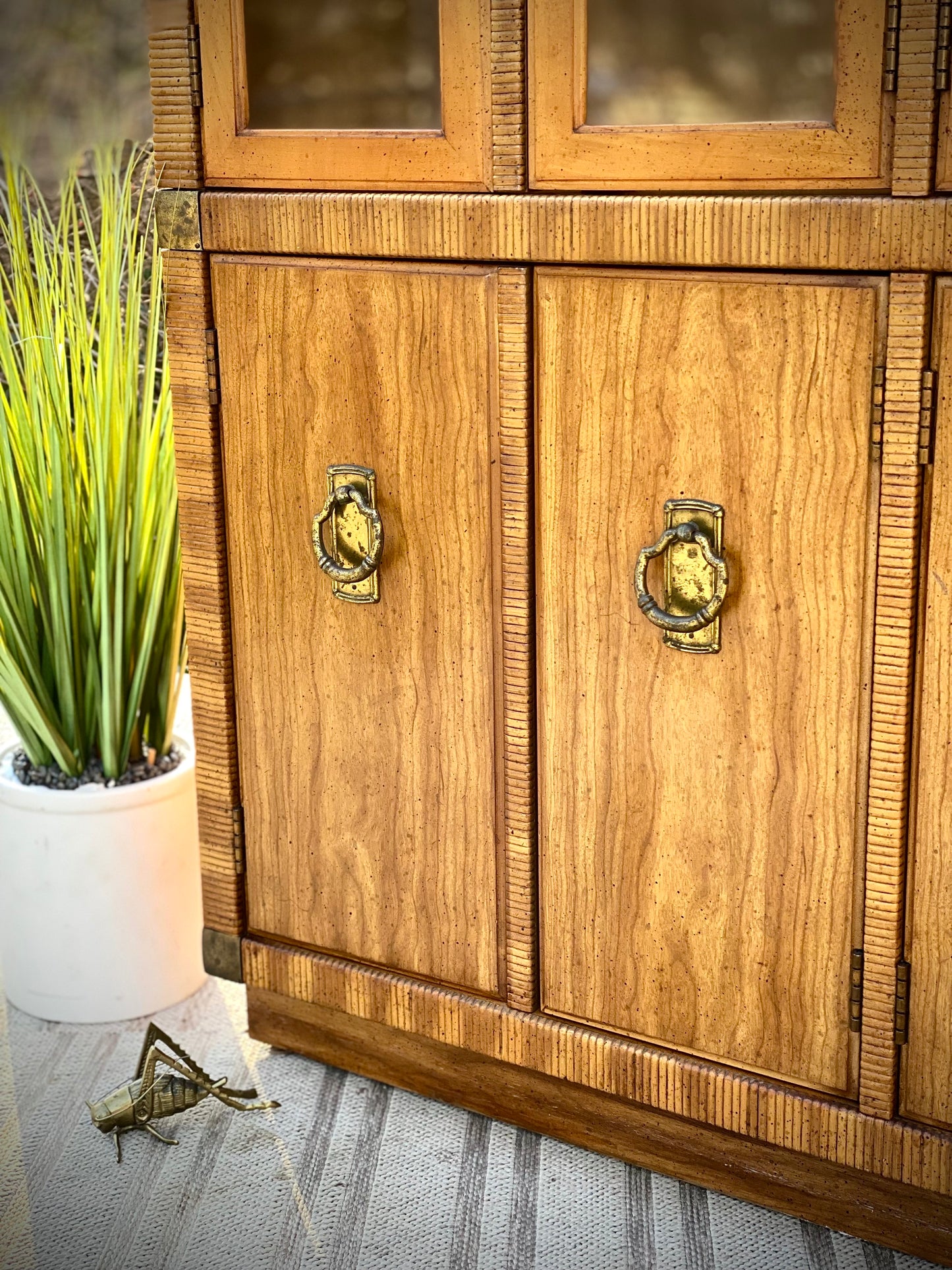 Vintage Drexel Wooden Lighted Hutch