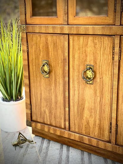 Vintage Drexel Wooden Lighted Hutch