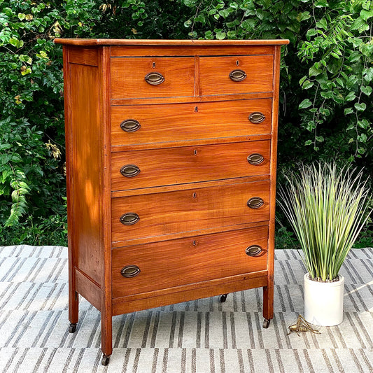 Vintage Painted 6 Drawer Highboy Dresser