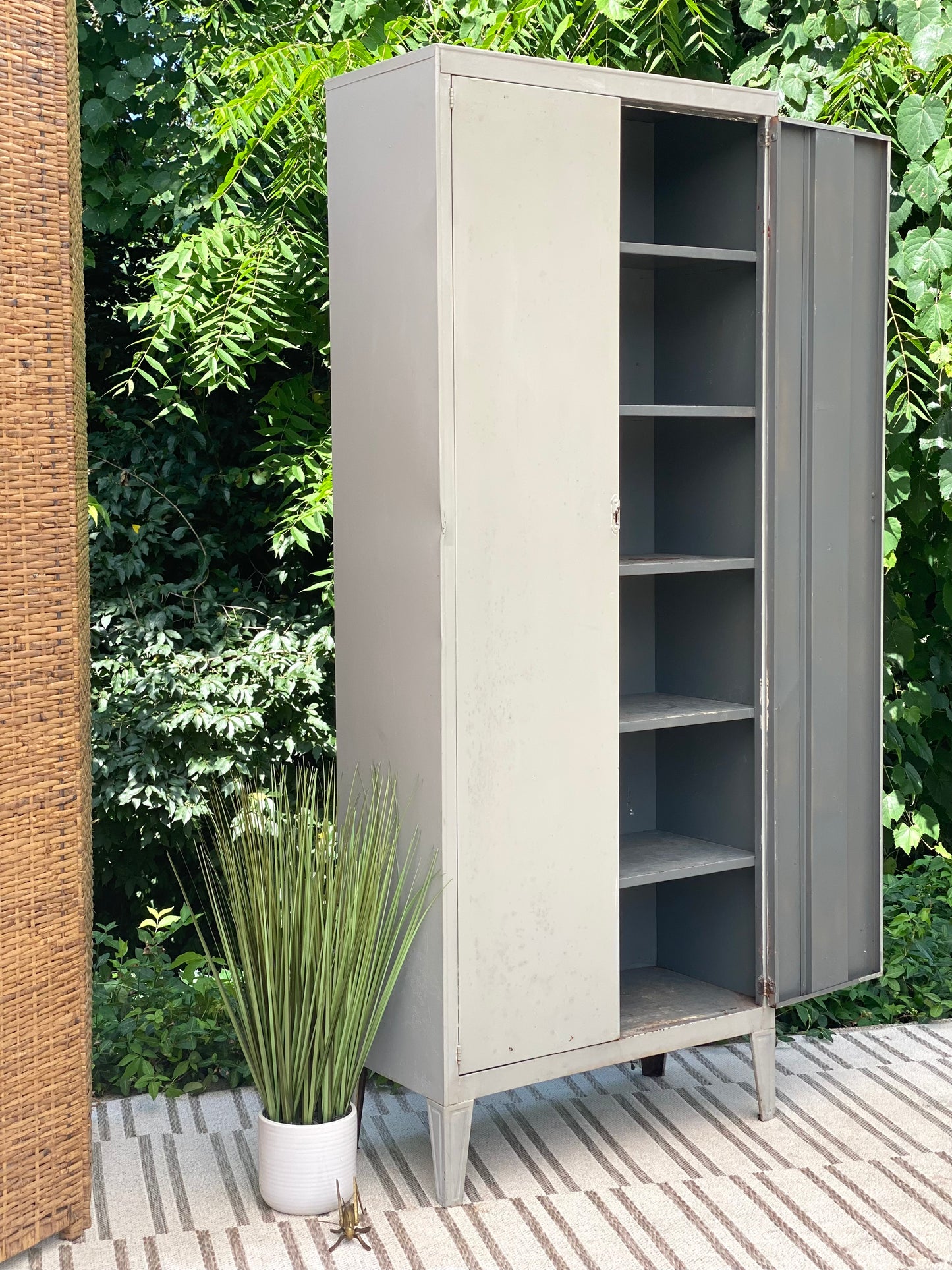 Vintage Light Grey Metal Cabinet