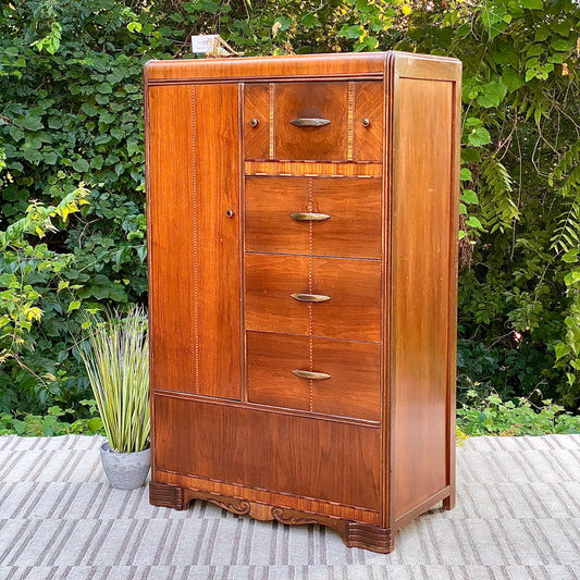Nice Vintage Art Deco Wooden Wardrobe