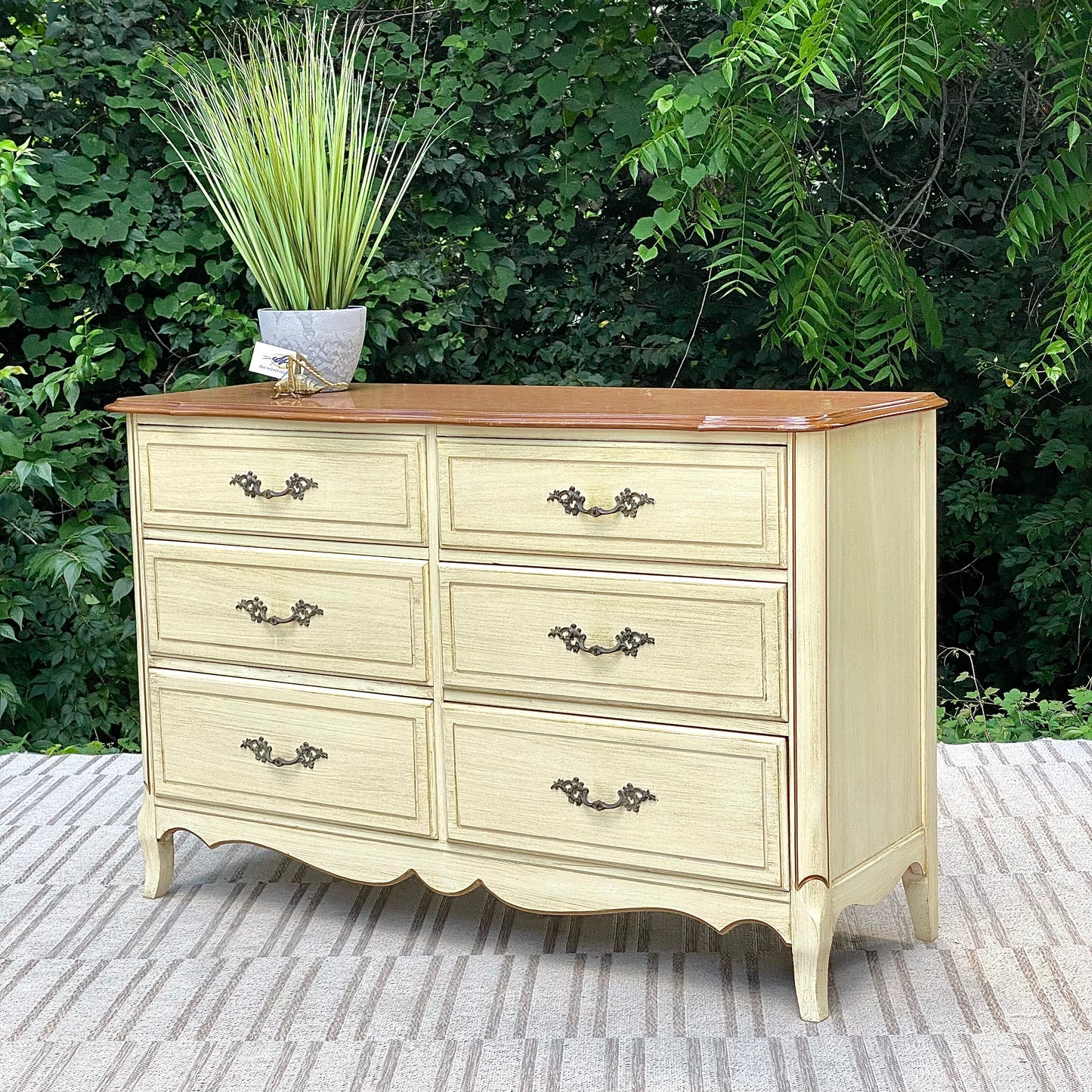 Vintage French Provincial Wooden 6 Drawer Dresser