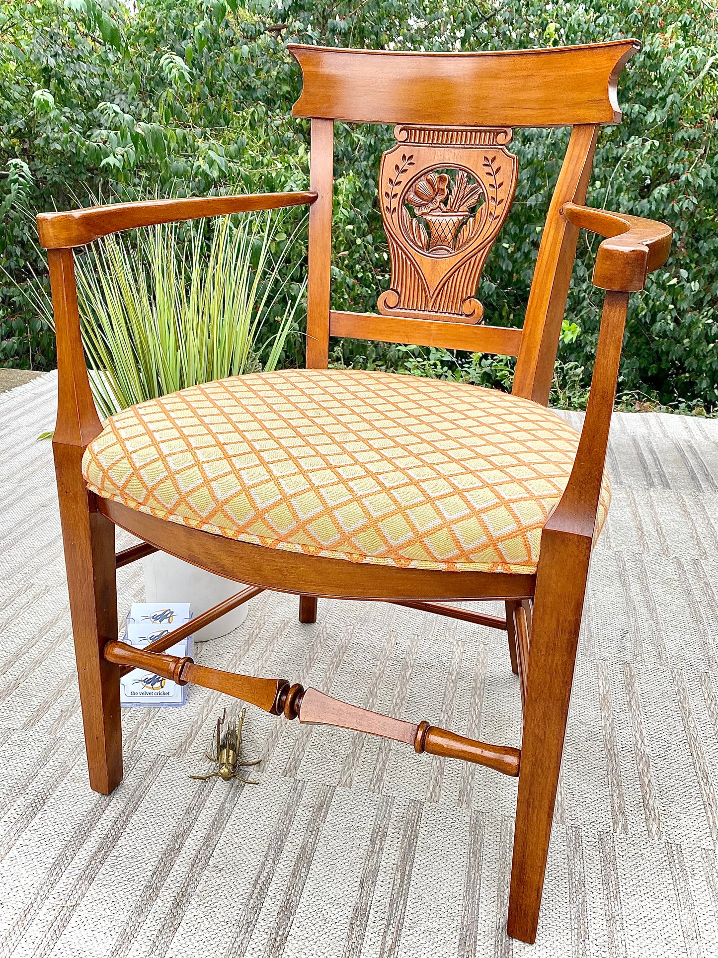 Vintage Upholstered Wooden Accent Chair