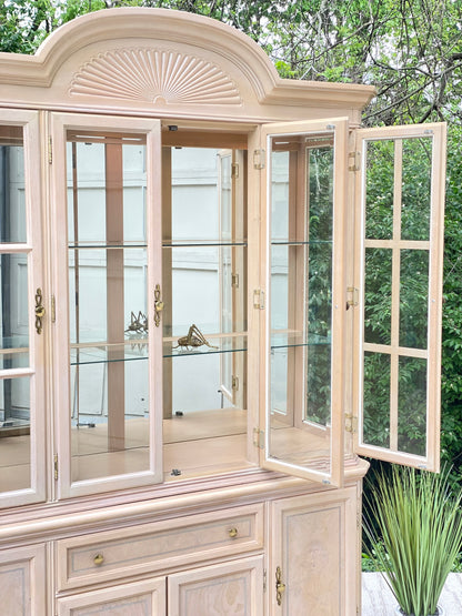 Lighted 2 Piece Wood & Glass Hutch