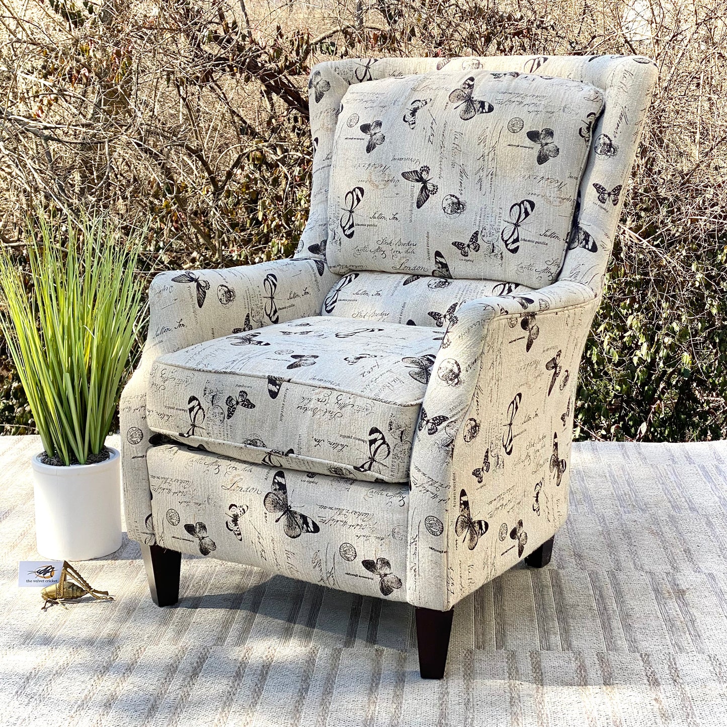Beautiful Upholstered Butterfly Accent Chair