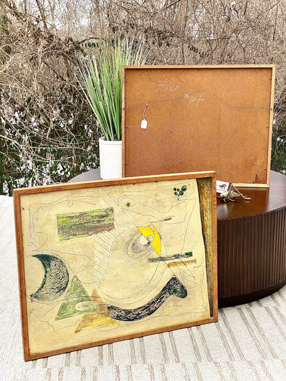 Pair of Vintage MCM Rookwood Artist Original Framed Paintings