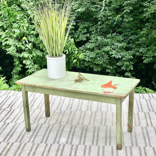 Small Primitive Green Painted Table
