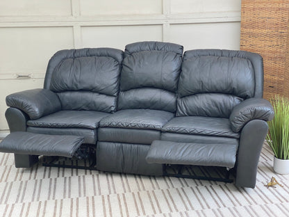 Modern Grey Leather Reclining Sofa