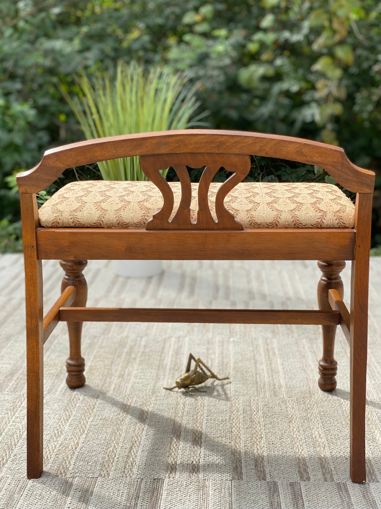 Vintage Wooden Vanity Bench Stool