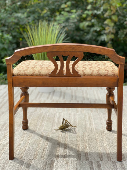 Vintage Wooden Vanity Bench Stool